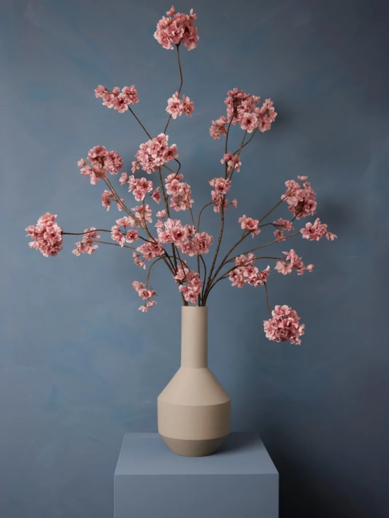 Roze zijden bloesem in vaas - Madame Fleurie